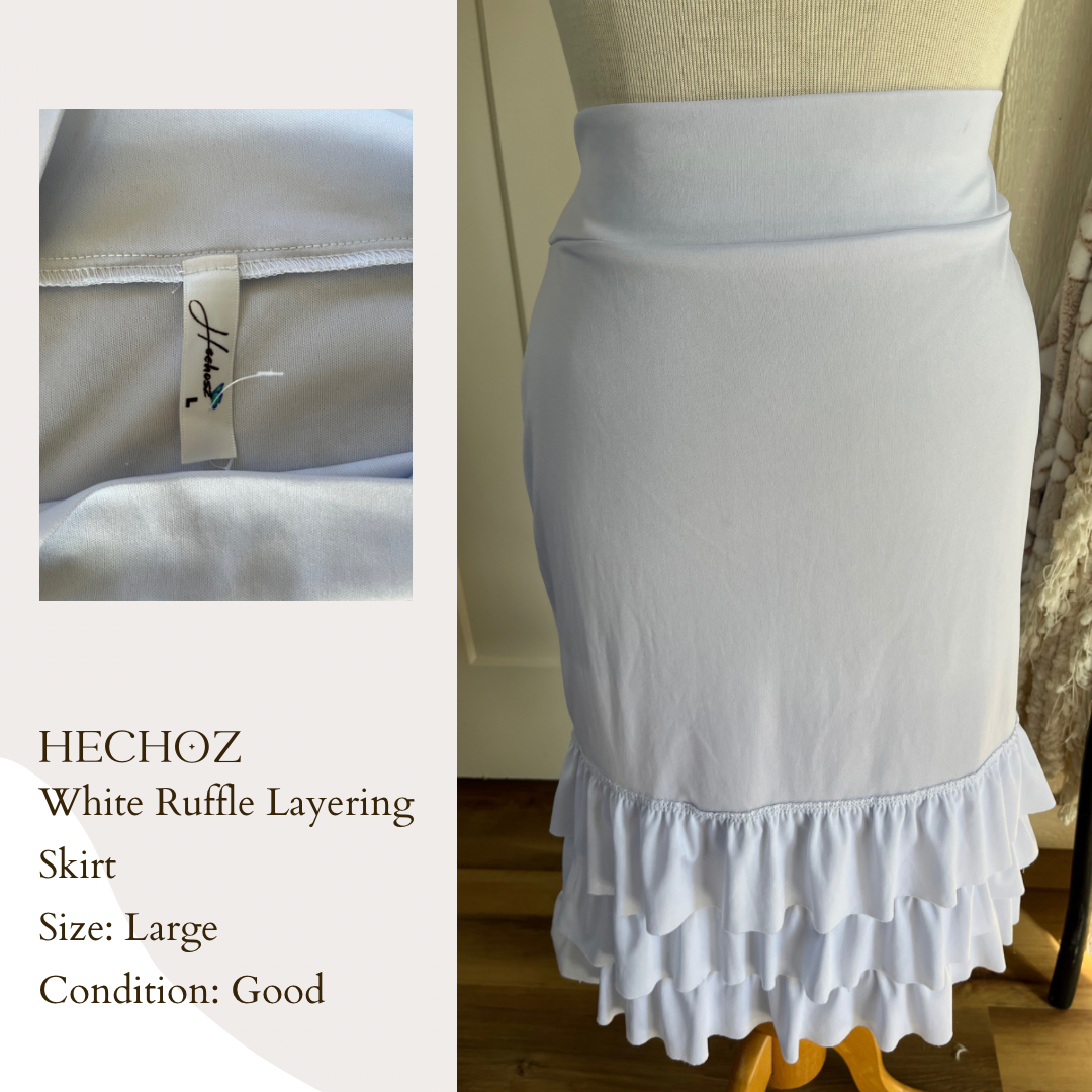 Hechoz White Ruffle Layering Skirt
