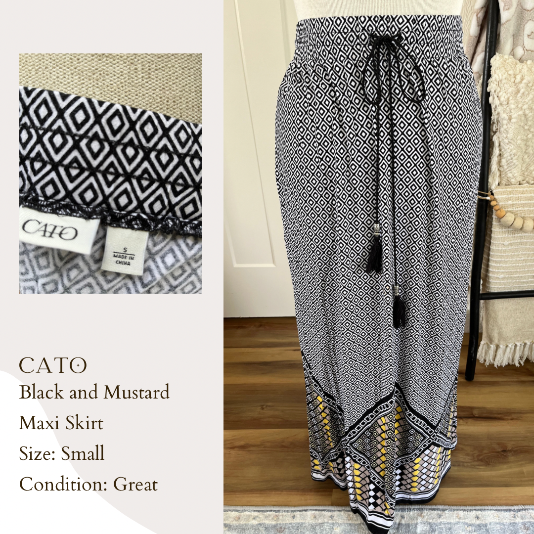 Cato Black and Mustard Maxi Skirt
