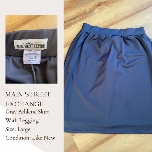 Main Street Exchange Gray Athletic Skirt With Leggings