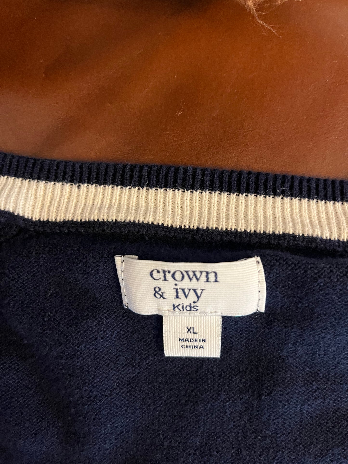 Crown & Ivy Navy Bow Cardigan