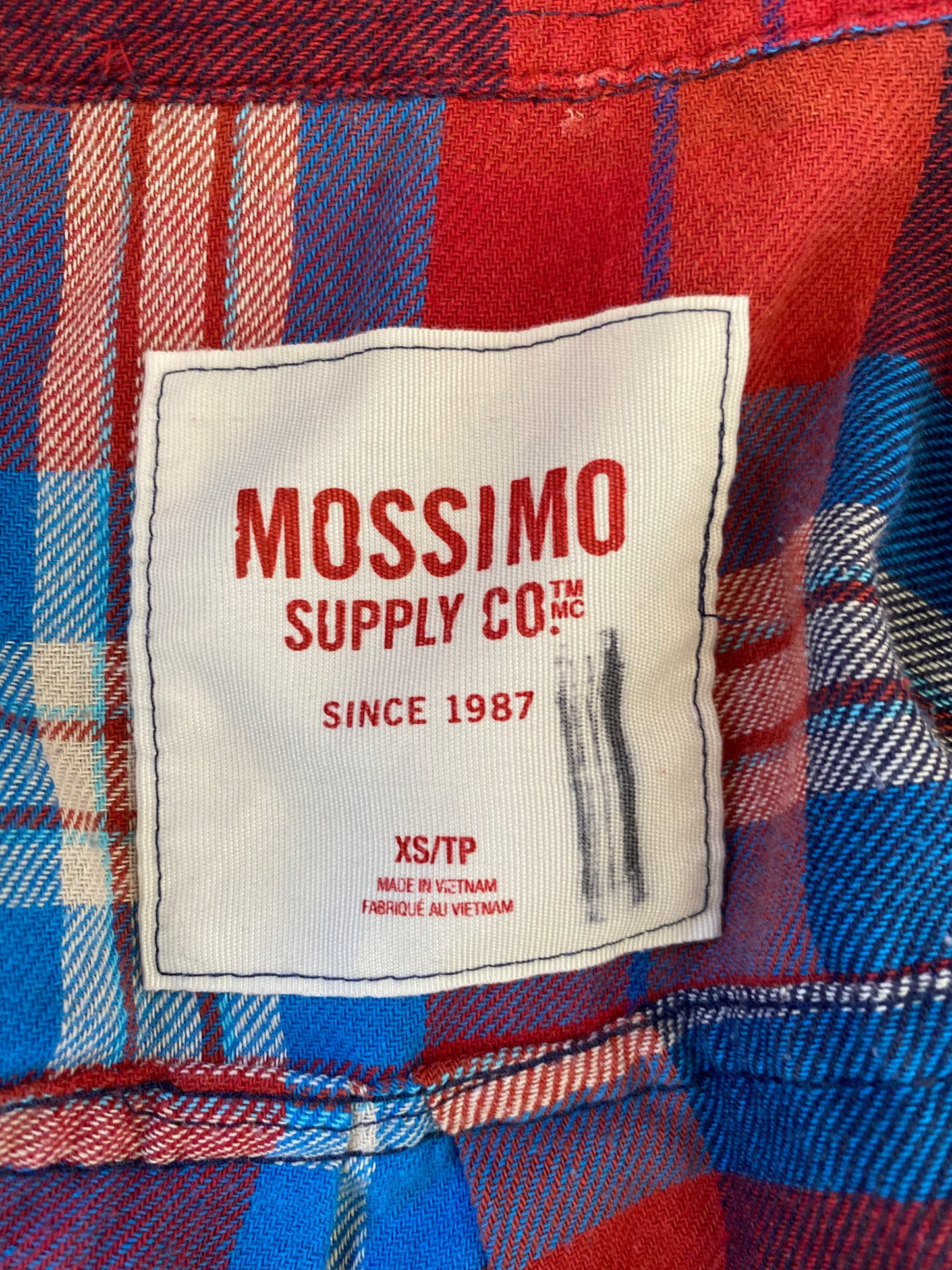 Mossimo Red and Blue Plaid Flannel Button Up