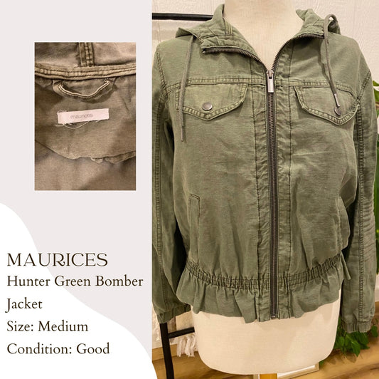 Maurices Hunter Green Bomber Jacket