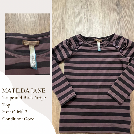 Matilda Jane Taupe and Black Stripe Top