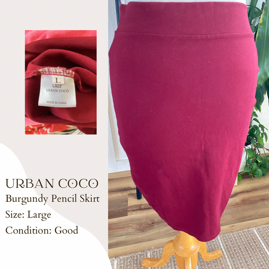 Urban Coco Burgundy Pencil Skirt