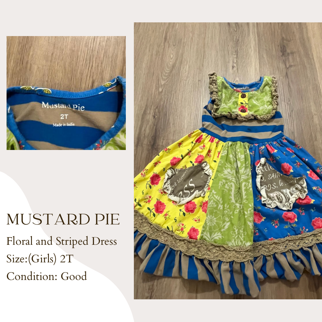 Mustard Pie Floral and Striped Dress