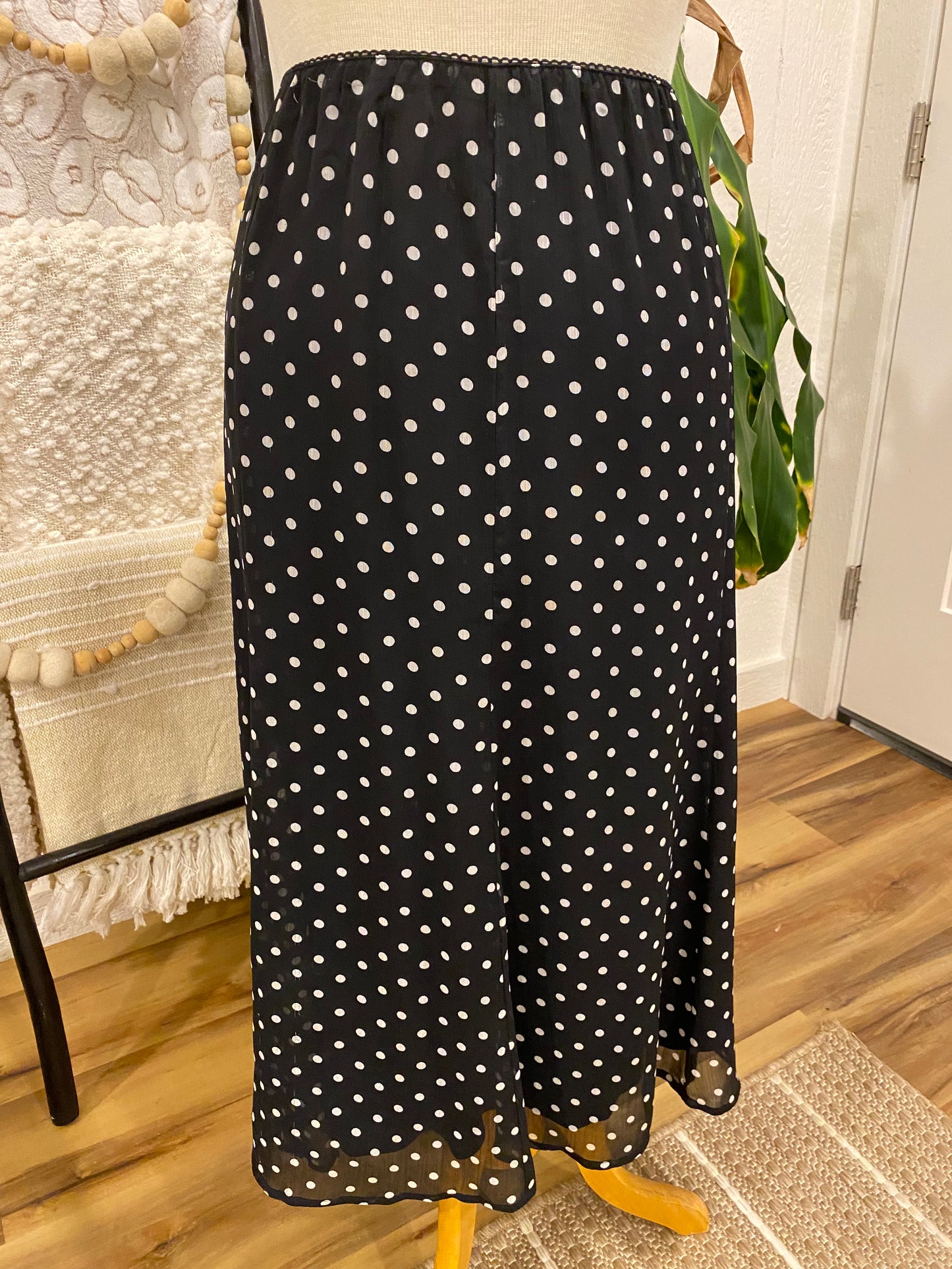 Notations Black Polkadot Midi Skirt