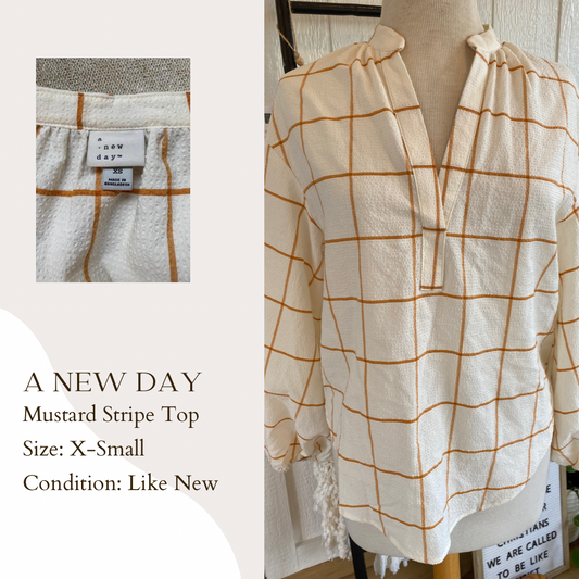 A New Day Mustard Stripe Top