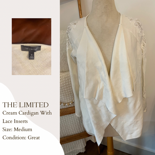 The Limited Cream Cardigan With Lace Inserts