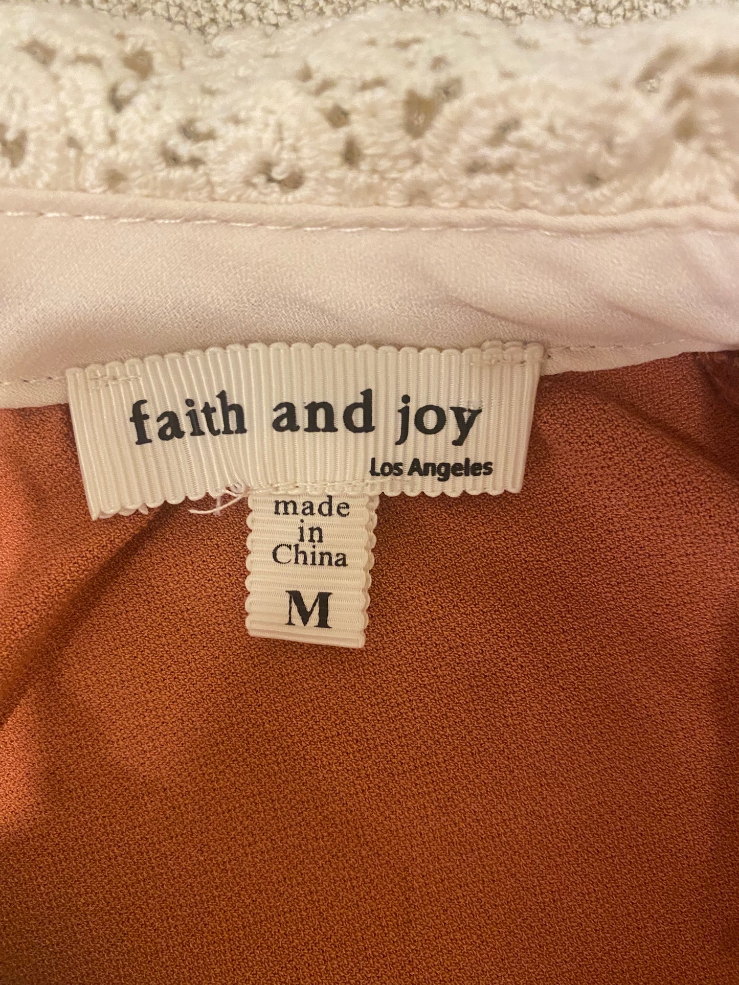 Faith & Joy Peach Knit Top With Lace Collar