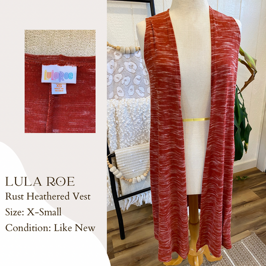 Lula Roe Rust Heathered Vest