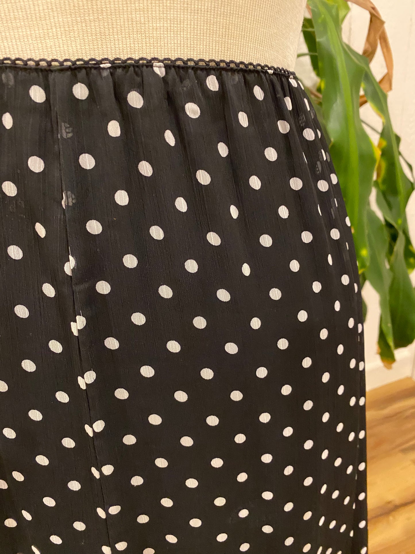 Notations Black Polkadot Midi Skirt