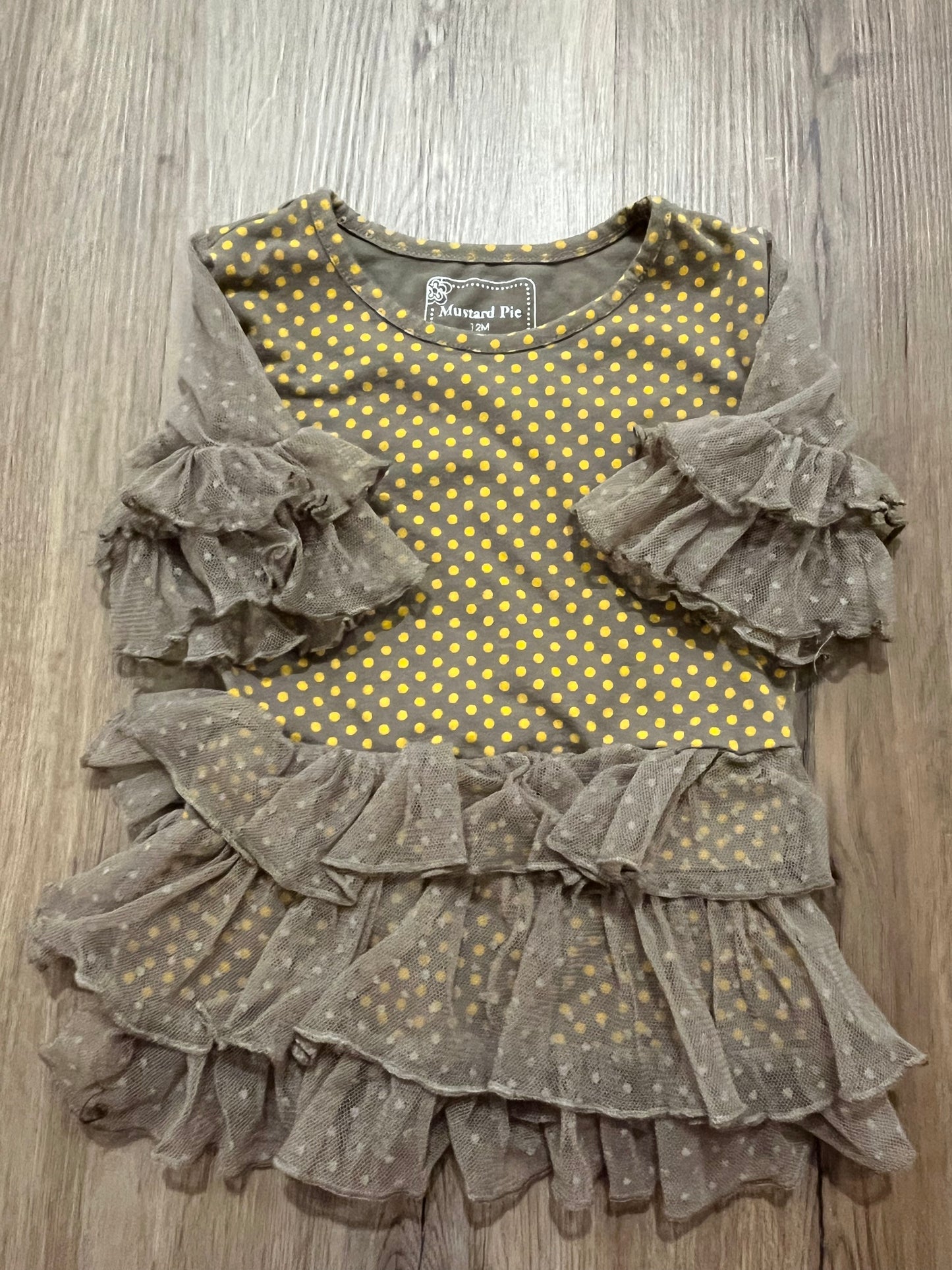 Mustard Pie Yellow and Beige Ruffle Dress