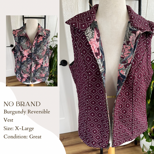 No Brand Burgundy Reversible Vest