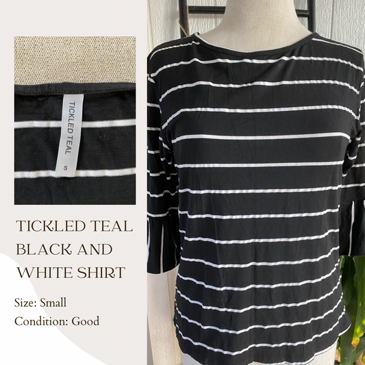 Tickled Teal Black and White Shirt