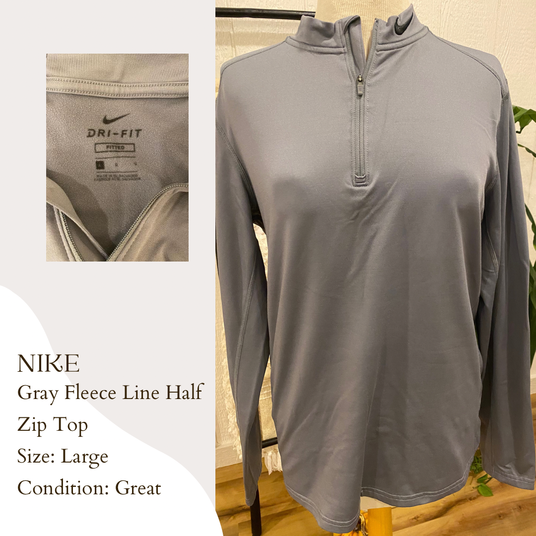 Nike Gray Fleece Lined Half Zip Top