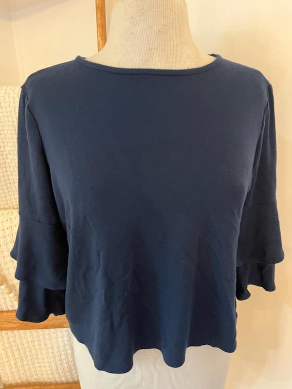 W5 Navy Top With Ruffle Sleeves