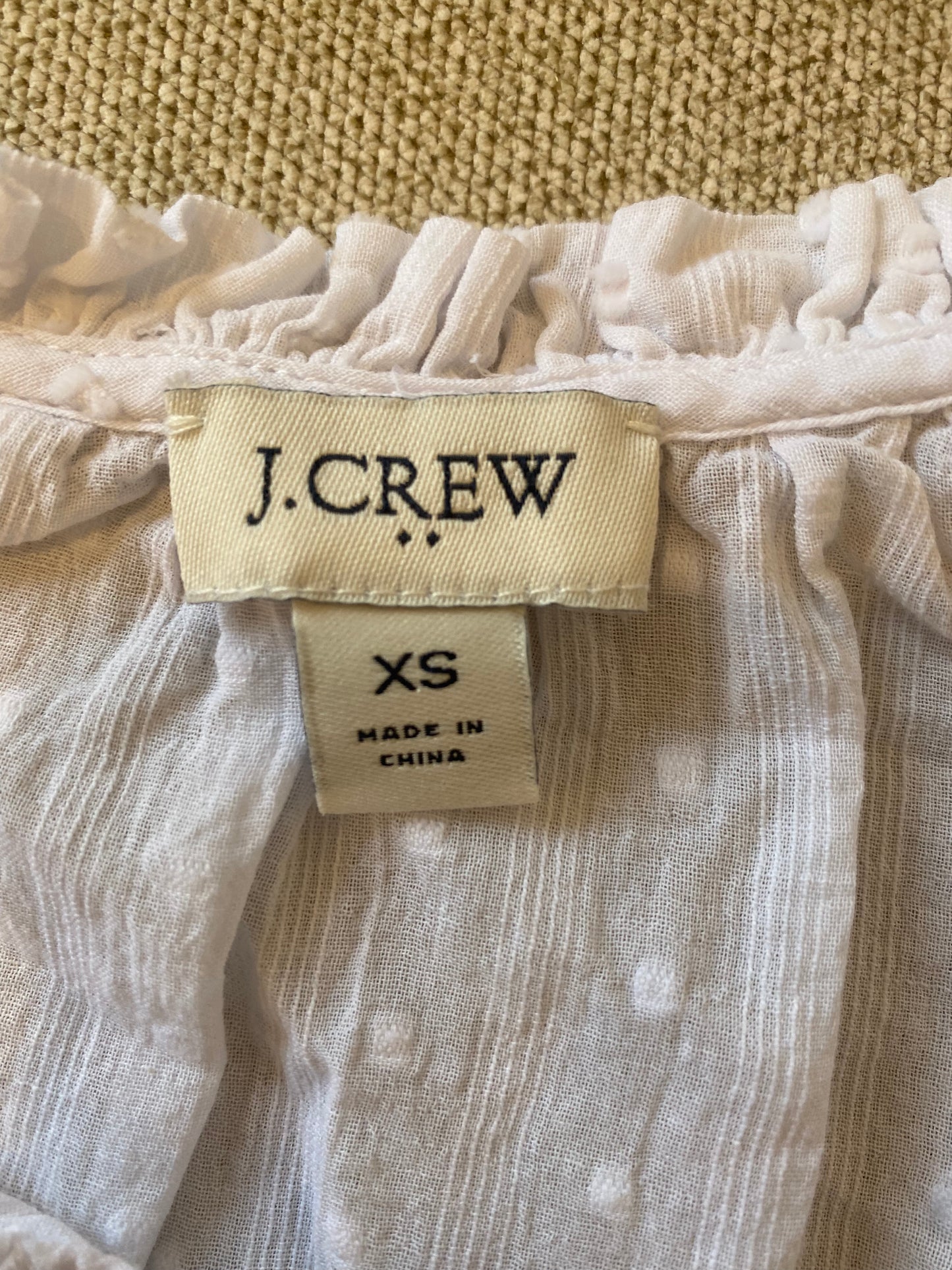 J. Crew White Swiss Dot Top