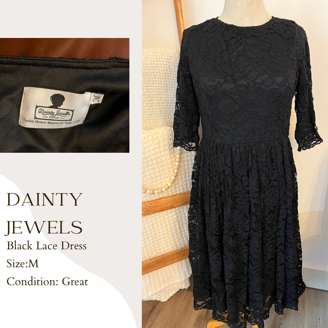 Dainty Jewels Black Lace Dress