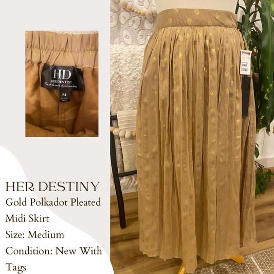 Her Destiny Gold Polkadot Midi Skirt