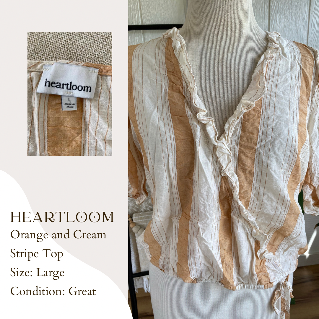 Heartloom Orange and Cream Stripe Top