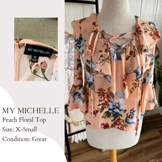 My Michelle Peach Floral Top