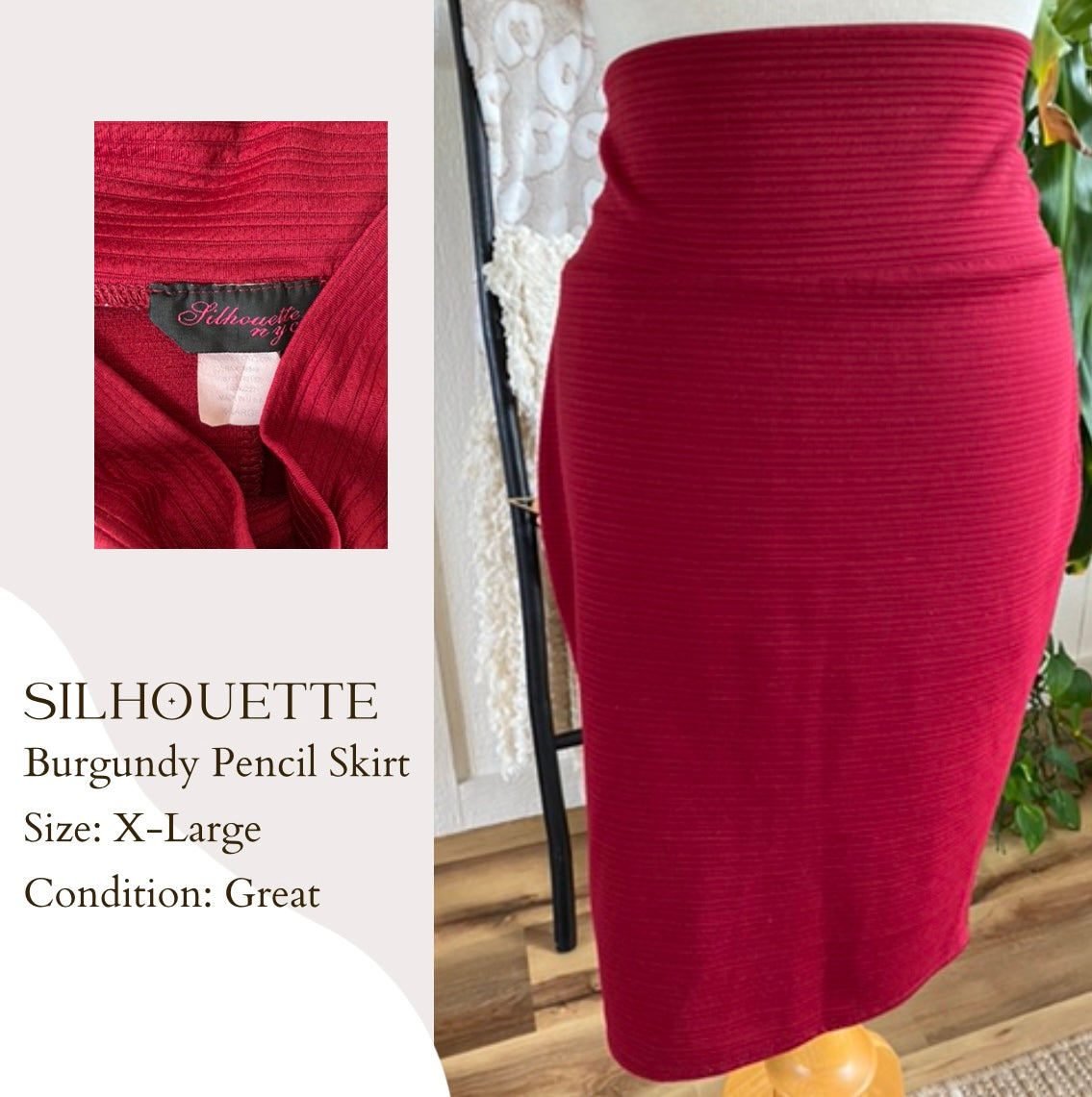 Silhouette Burgundy Pencil Skirt