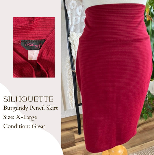 Silhouette Burgundy Pencil Skirt