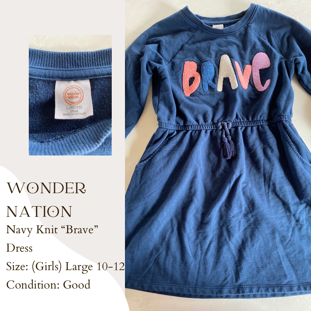 Wonder Nation Navy Knit “Brave” Dress