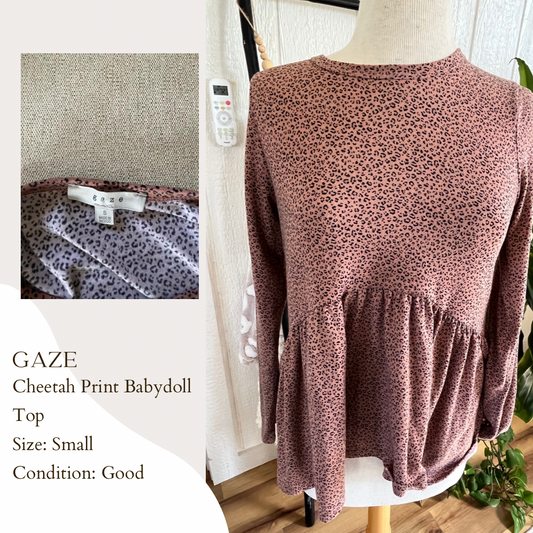 Gaze Cheetah Print Babydoll Top