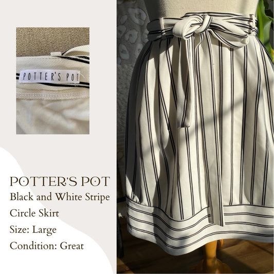 Potter’s Pot Black and White Stripe Circle Skirt