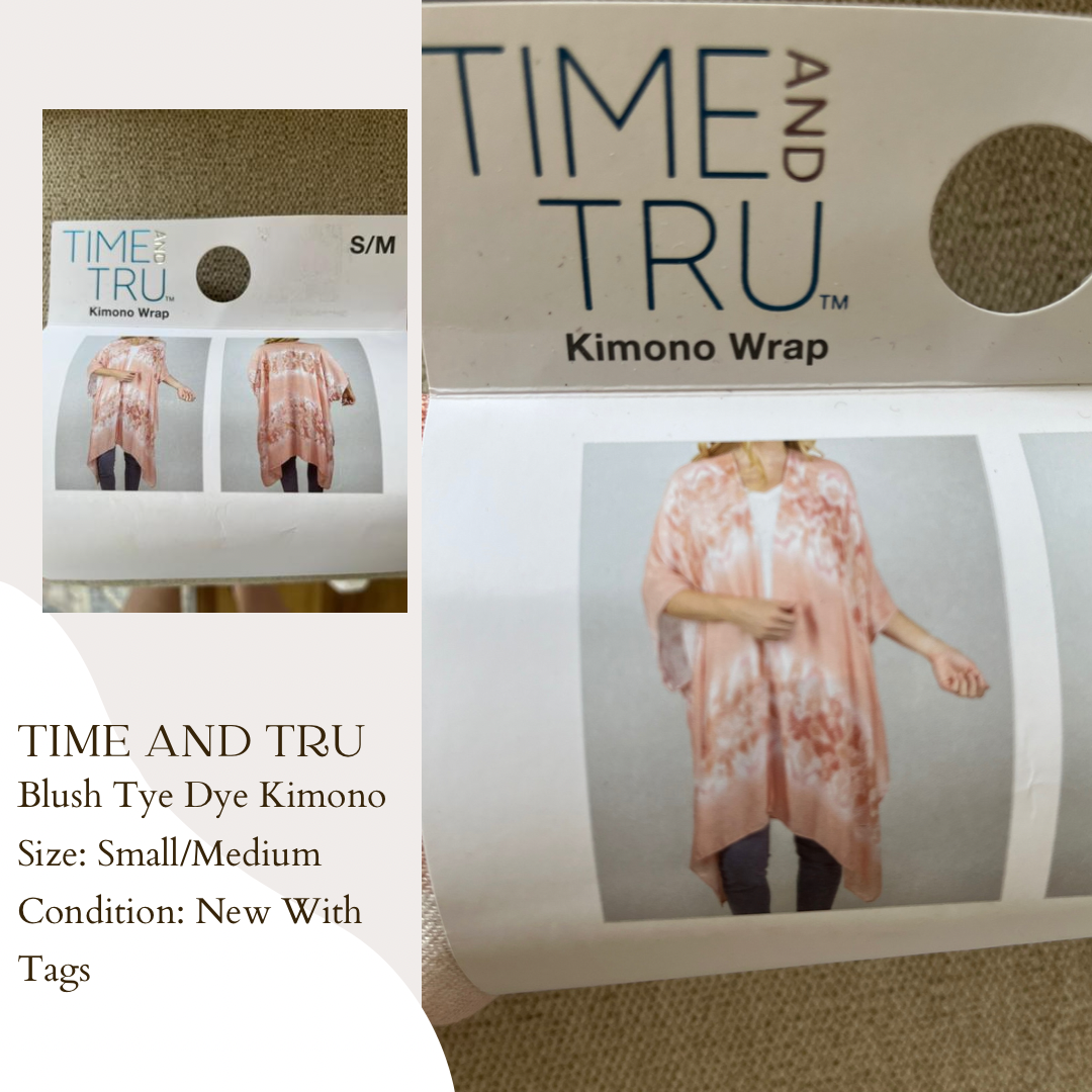 Time and Tru Blush Tye Dye Kimono