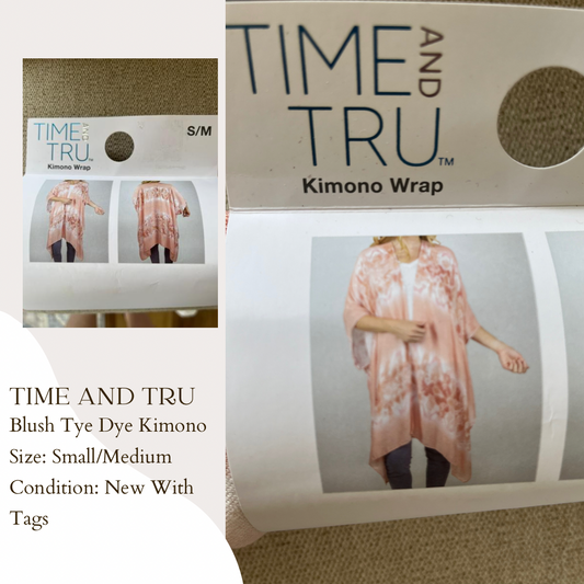 Time and Tru Blush Tye Dye Kimono