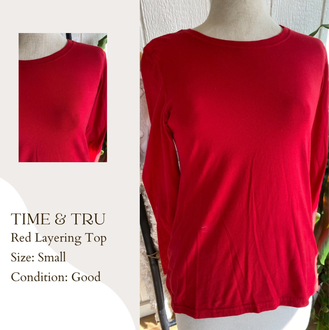 Time & Tru Red Layering Top