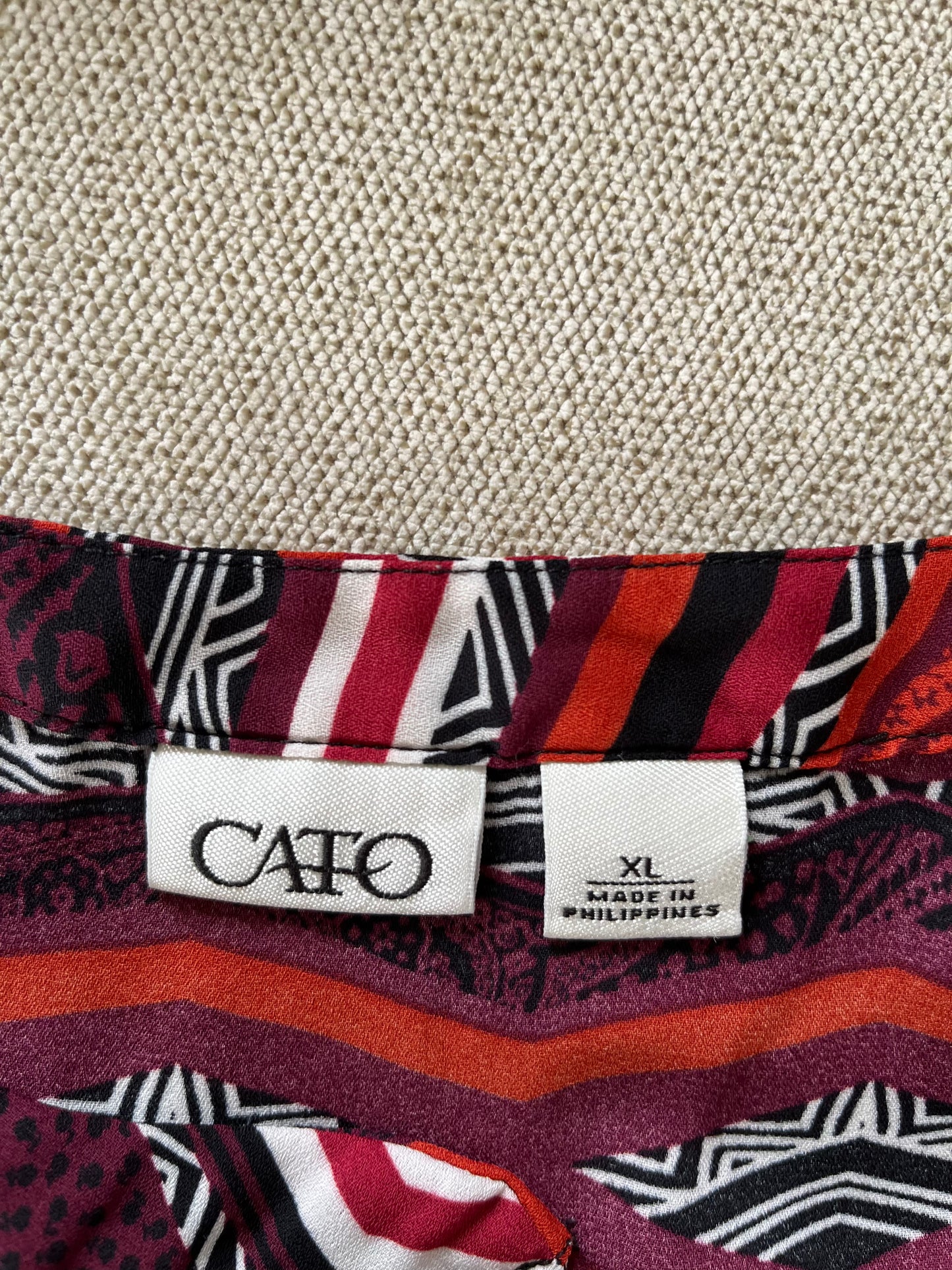 Cato Red and Black Print Top