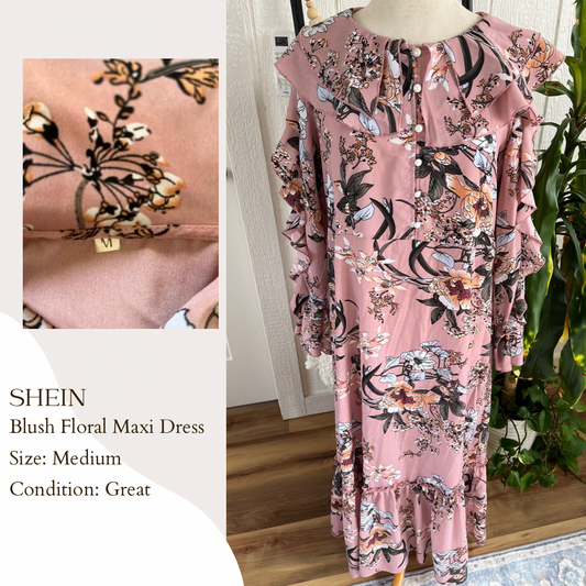 Shein Blush Floral Maxi Dress