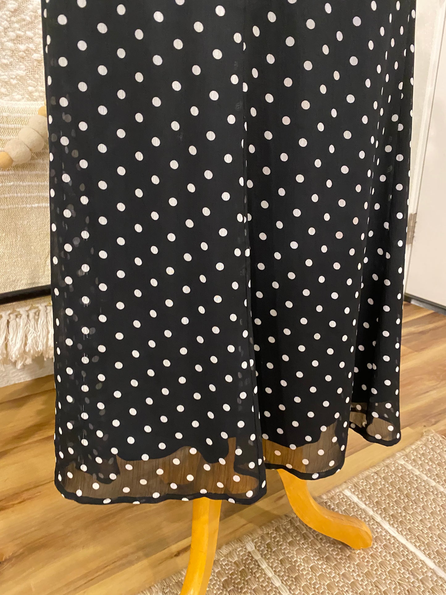 Notations Black Polkadot Midi Skirt