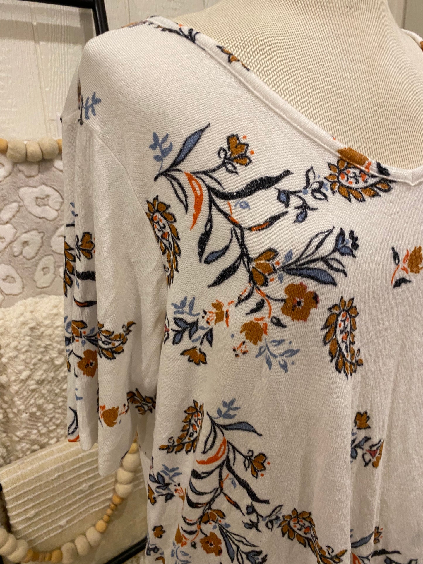 Maurices Cream and Mustard Print Tee