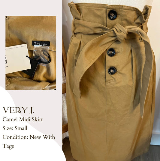 Very J. Camel Midi Skirt