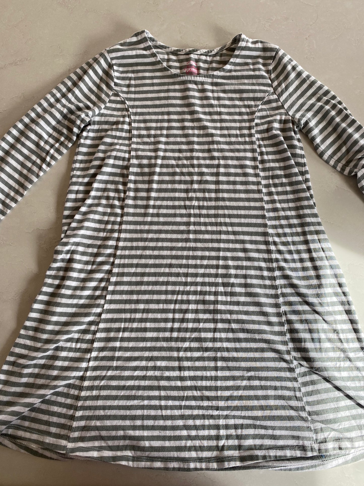 Faded Glory Gray and White Stripe Knit Dress