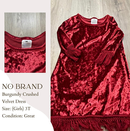 No Brand Burgundy Crushed Velvet Dress