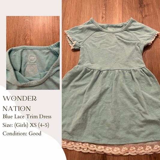 Wonder Nation Blue Lace Trim Dress