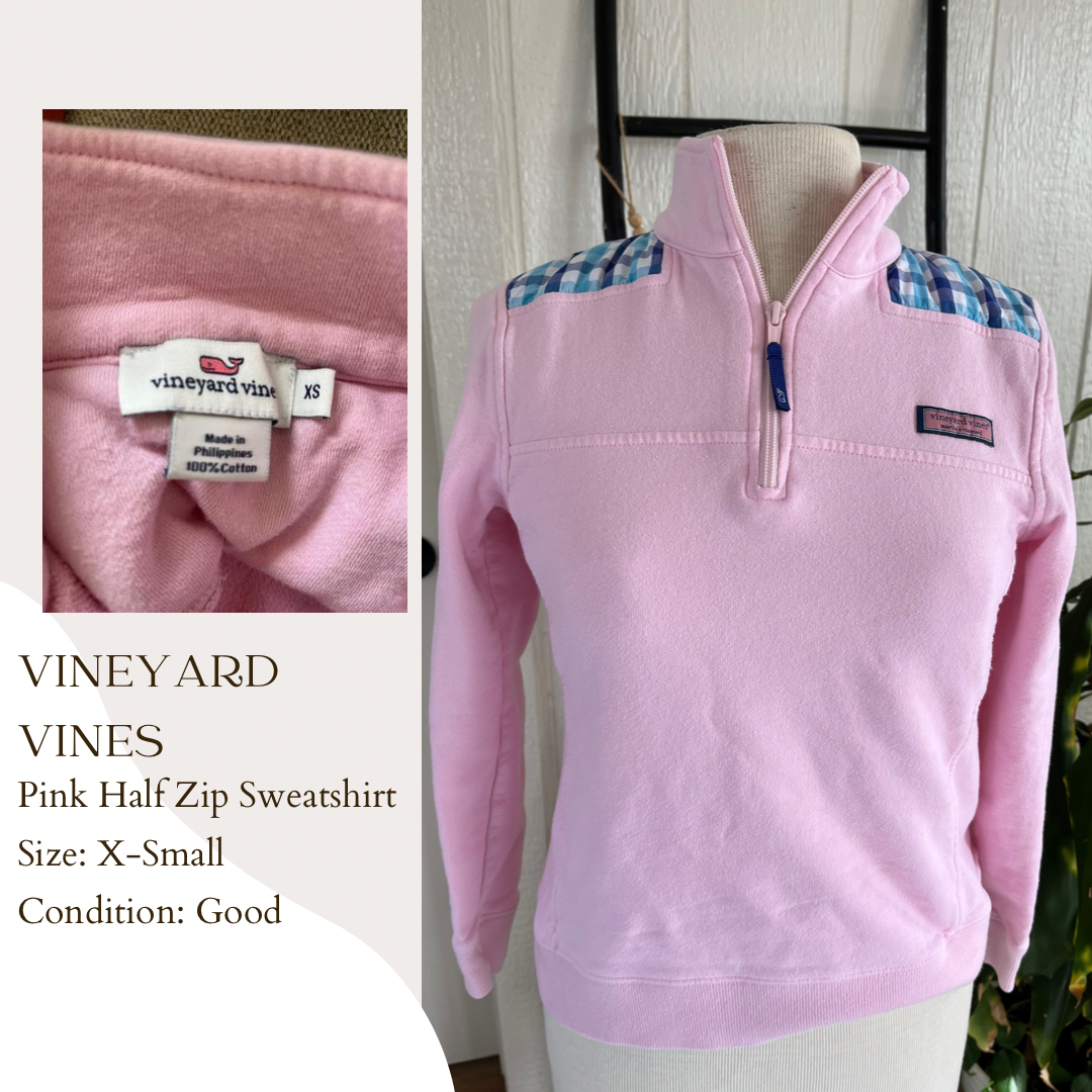 Vineyard Vines Pink Half Zip Sweatshirt