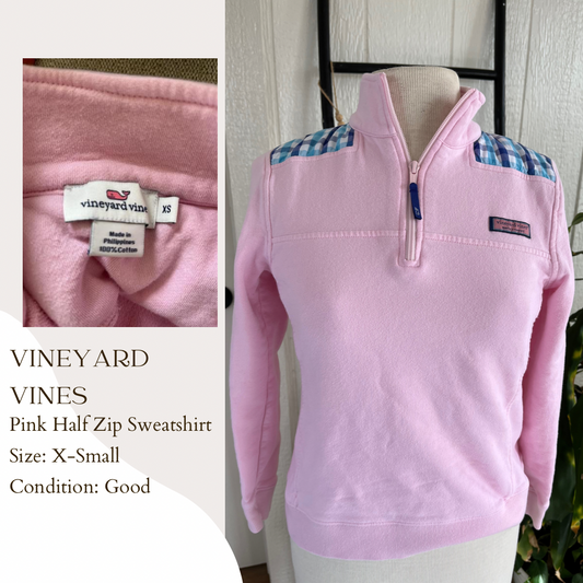 Vineyard Vines Pink Half Zip Sweatshirt