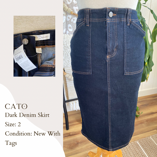 Cato Dark Denim Skirt NWT