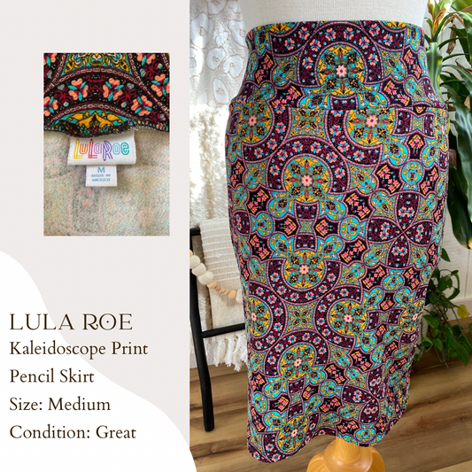 Lula Roe Kaleidoscope Print Pencil Skirt