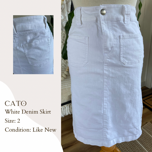 Cato White Denim Skirt