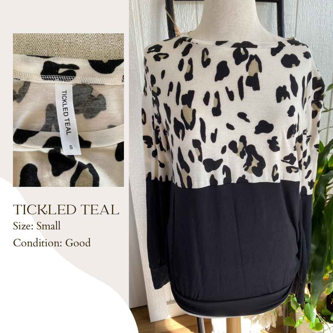 Tickled Teal Leopard Print Top