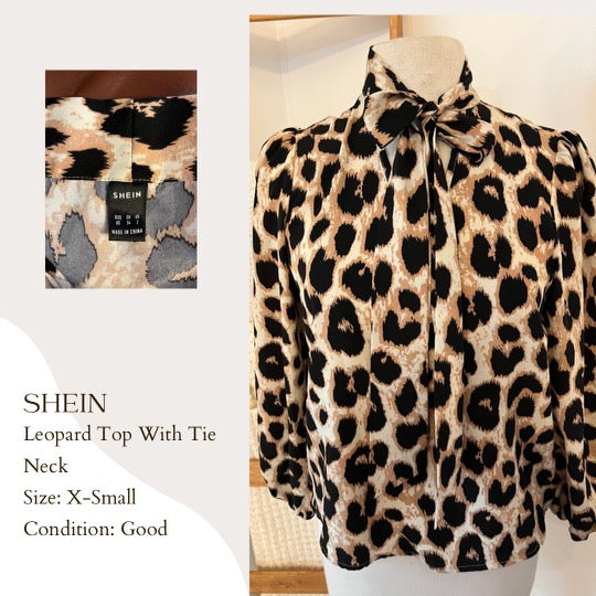 SHEIN Leopard Top with Tie