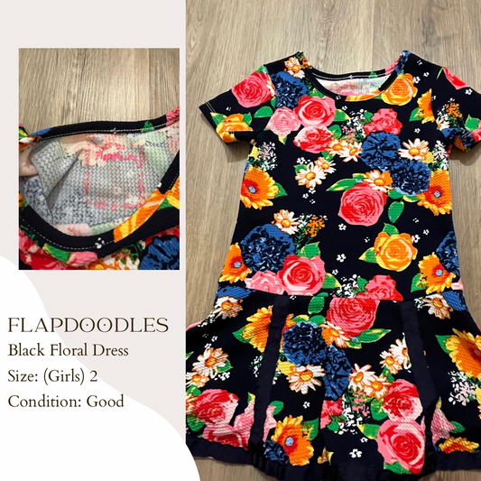 Flapdoodles Black Floral Dress