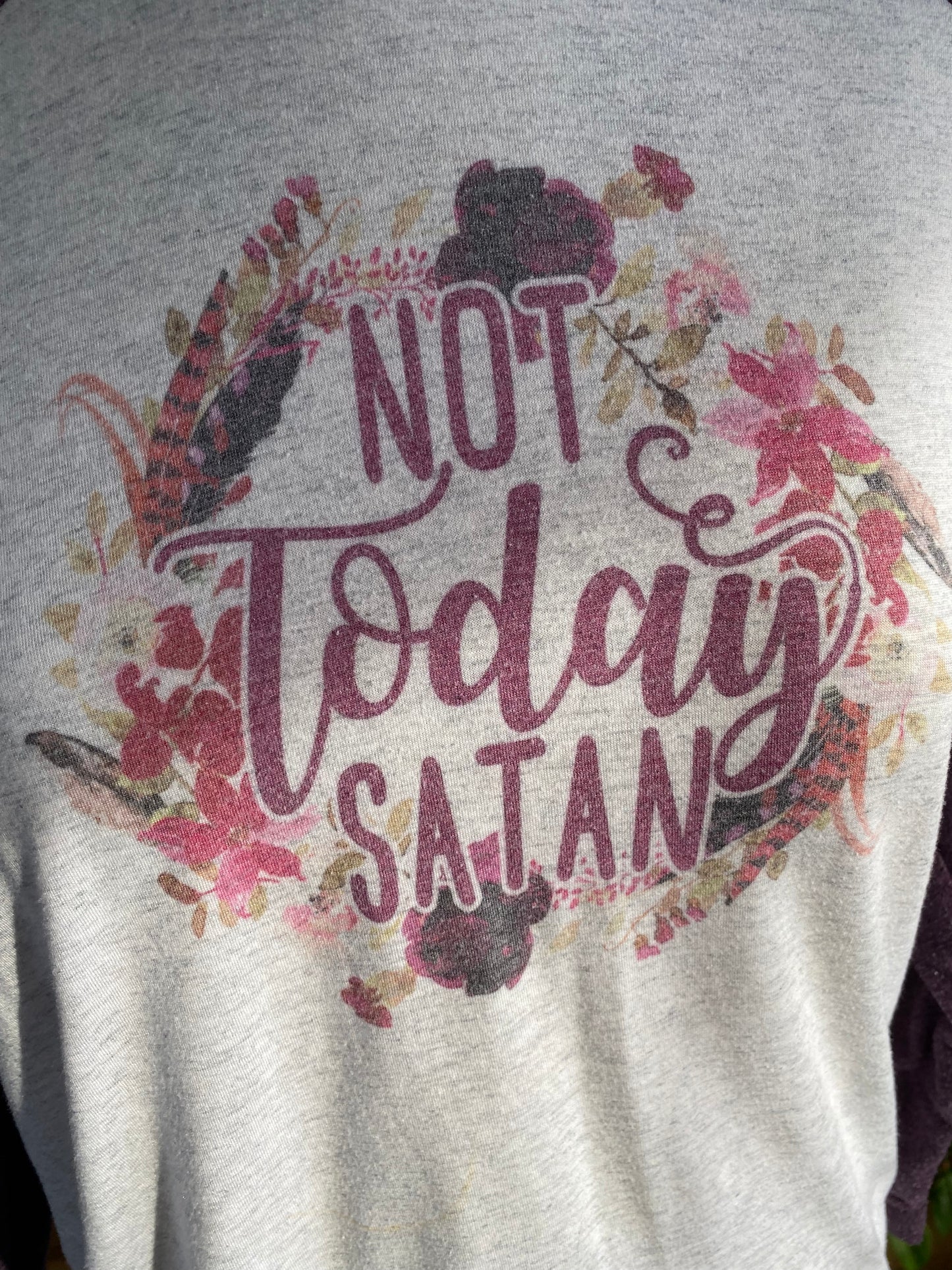 Next Level “Not Today Satan” Baseball Tee